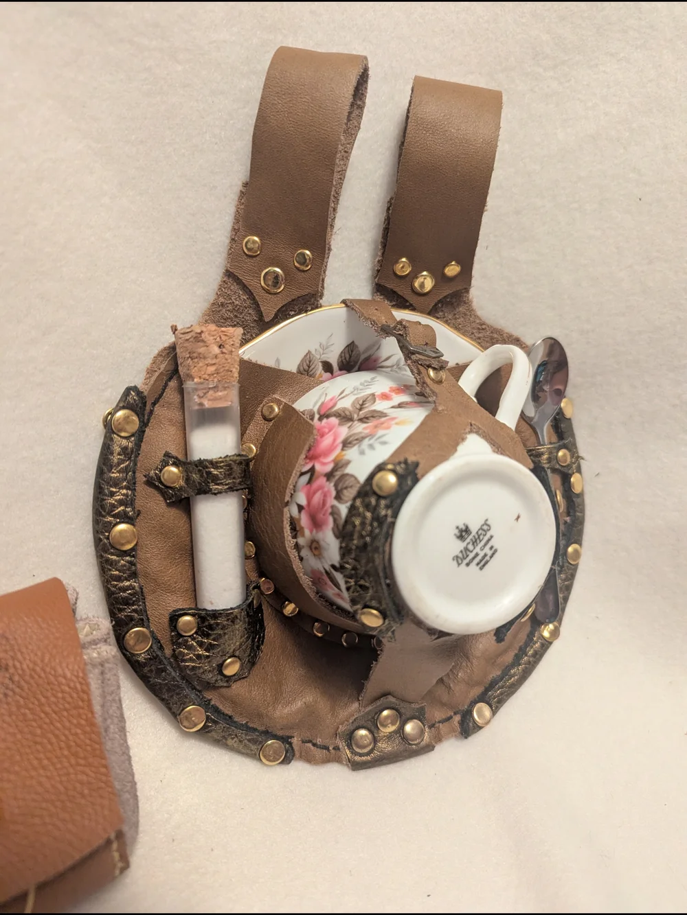 Genuine Handmade Leather Teacup Holster & Teabag Holster Set